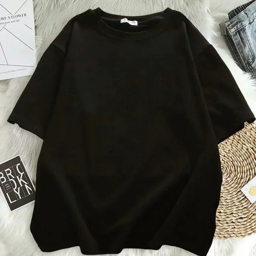 Women Tshirt Letter Embroidery Short Female T-shirt Oversized Casual Retro Large Kawaii Printed Y2k Top T Shirts