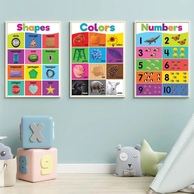 Colourful Alphabet Educational Poster Kindergarten Children Learning Canvas Painting Maths English Print Wall Decoration