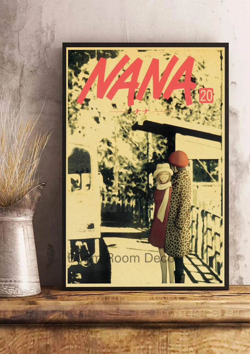 Hot Anime Posters NANA Retro Kraft Paper Sticker Poste 2021 Arrivals Bar Cafe Decor Nostalgia Gift Funny Prints Wall Paintings