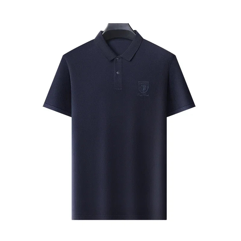 2024 Men's New Embroidered Cotton Business Leisure Short Sleeved POLO Shirt Fashion Short Sleeved Comfortable and Breathable Top