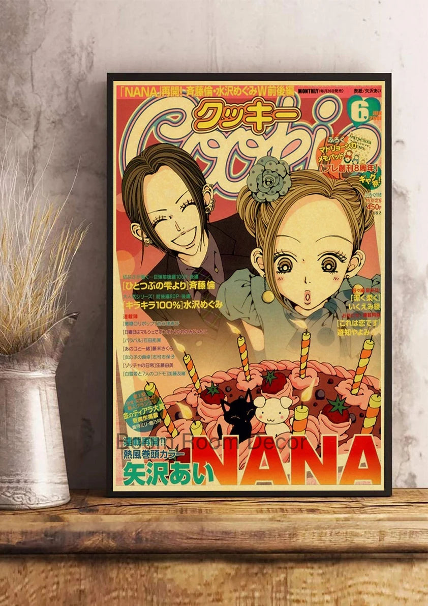 Hot Anime Posters NANA Retro Kraft Paper Sticker Poste 2021 Arrivals Bar Cafe Decor Nostalgia Gift Funny Prints Wall Paintings