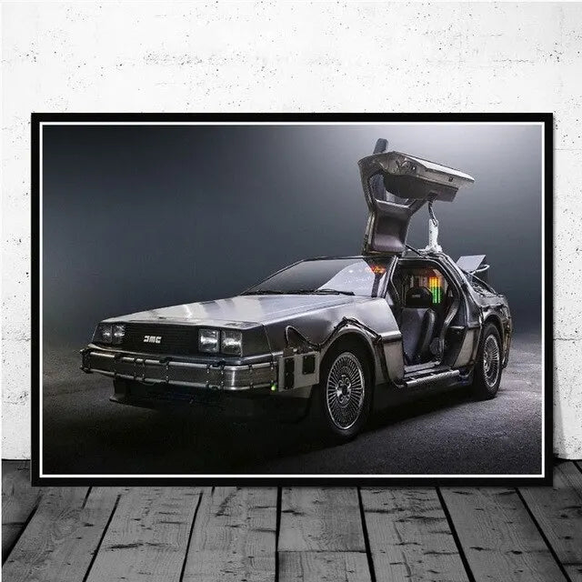 Back To The Future Car Canvas Art Print Retro Movie Wall Decor for Living Room Home Decor Poster