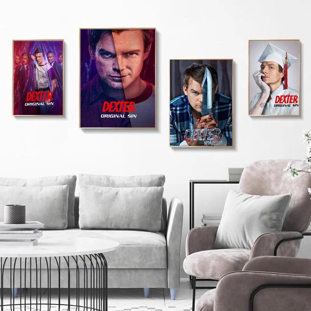 D-Dexter Movie Whitepaper Poster Waterproof Paper Sticker Coffee House Bar Aesthetic Art Wall Painting