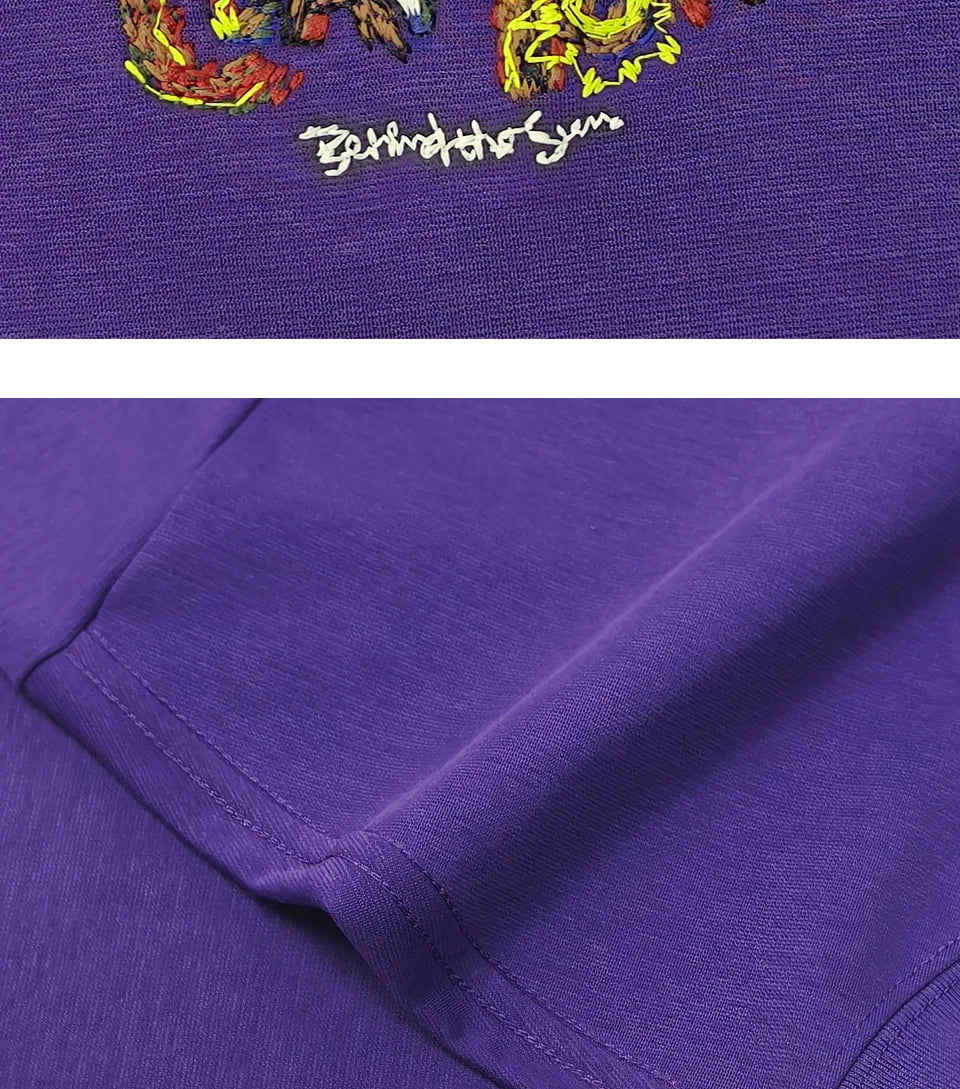 Men's Letter Embroidery Oversized T-Shirt Summer 2025 New Trendy Print Loose Short Sleeved Tee Casual Versatile Tops Clothing