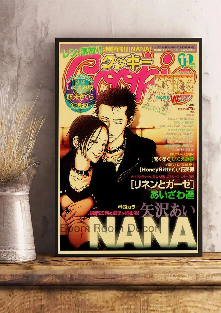 Hot Anime Posters NANA Retro Kraft Paper Sticker Poste 2021 Arrivals Bar Cafe Decor Nostalgia Gift Funny Prints Wall Paintings