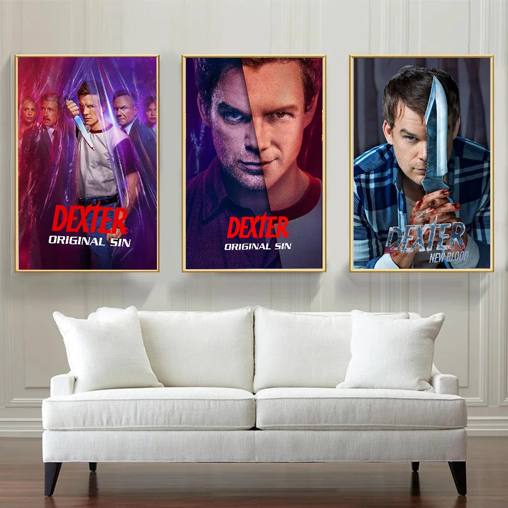 D-Dexter Movie Whitepaper Poster Waterproof Paper Sticker Coffee House Bar Aesthetic Art Wall Painting