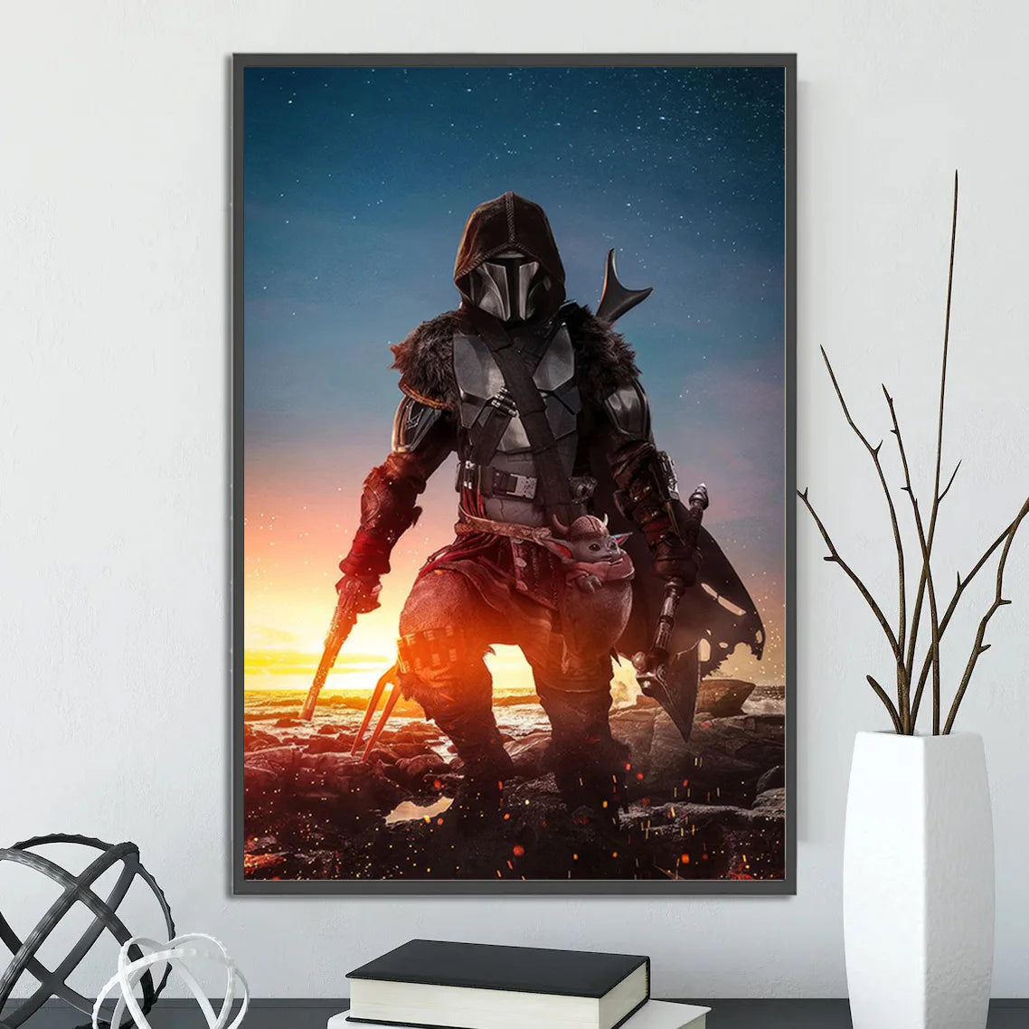 Star Wars Mandalorian Self-adhesive Poster Figures Home Decoration Painting Wall Art Computer Room Decor Kid Gift Yoda Wallpaper