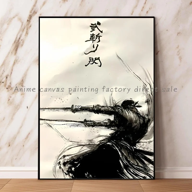 Anime One Piece Zoro Poster Ink HD Print Canvas Painting Wall Art Mural Suitable for Cafe Home Wall Decoration Picture Gift