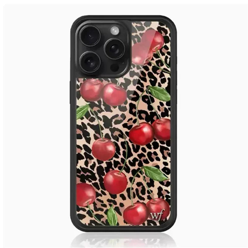 Fashion Wildflower Cartoon Swans Phone Case for iPhone 13 Pro 14 pro 15 Max 16 pro max 12 Cute Puppy WF Deer Cherry Protection