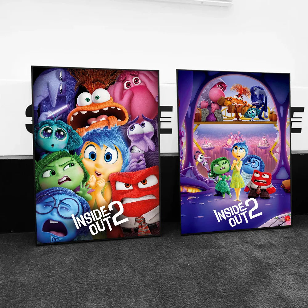 Movie I-insides Out 2 Poster Self-adhesive Art Waterproof Paper Sticker Coffee House Bar Room Wall Decor
