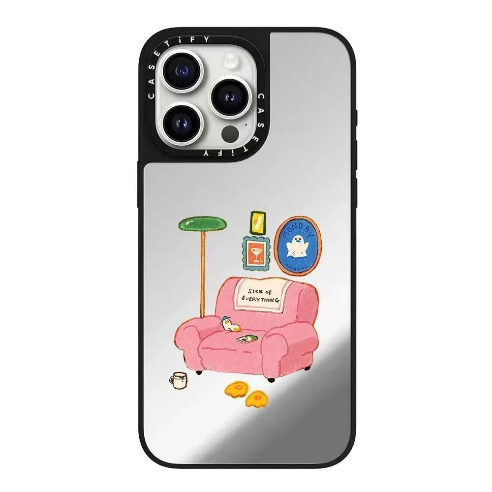 CASETiFY Cute Lazy Duck Cartoon Mirror Surface Phone Case for iPhone 16 pro Max 15 iPhone 14 Magnetic Absorption Compatible