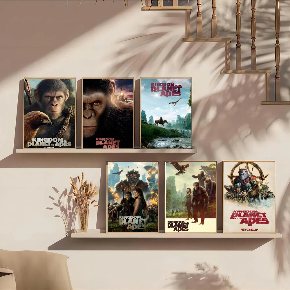 1PC Cool Movie Kingdom Of The Planet Of The Apes Poster Self-adhesive Postera Painting Print Aesthetic Pictures Home Room Decor