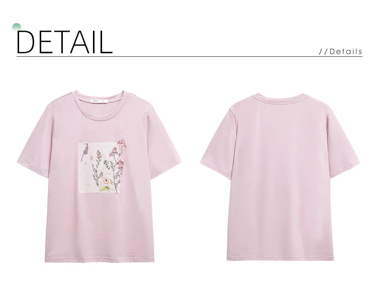 I BELIEVE YOU Women's Pink Top Heat Transfer Pattern Embroidery Round Neck Short Sleeve New Style Summer Chic T-Shirt 2252016049