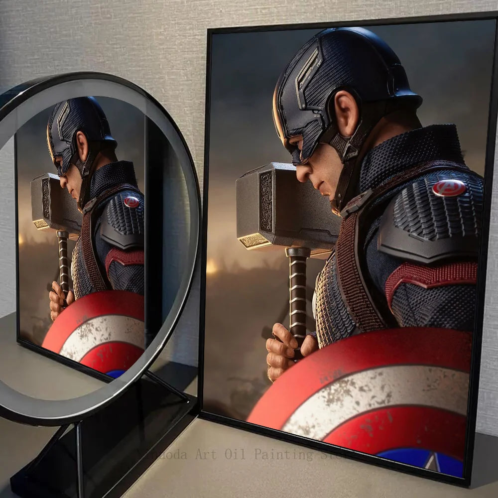 1PC C-Captain America Poster Self-adhesive Art Waterproof Paper Sticker Coffee House Bar Room Wall Decor