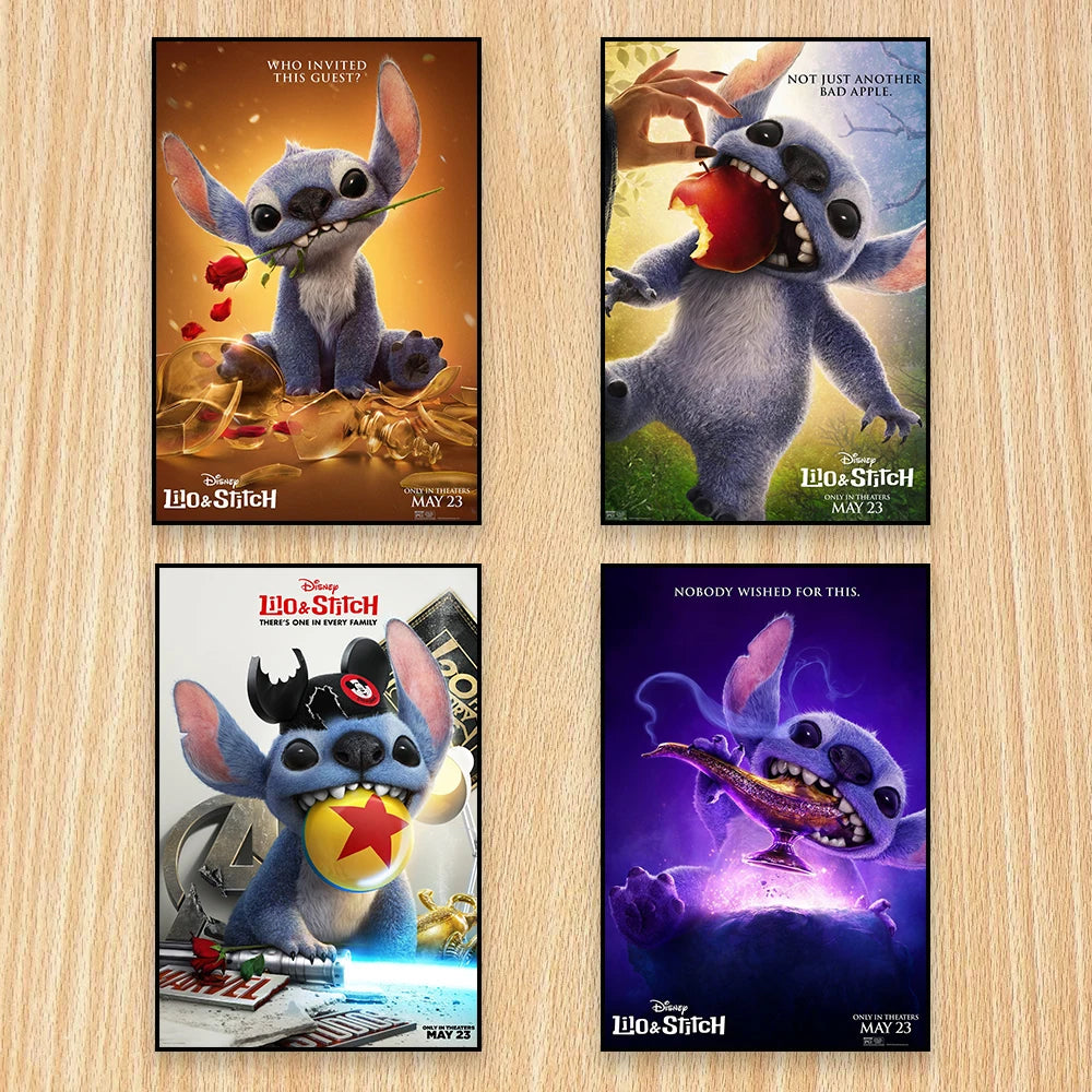 Cartoon Movie Lilo & Stitch 2025 Canvas Painting Fun and Motivational Film Poster Movie Prints Stitch Wall Art Decoration
