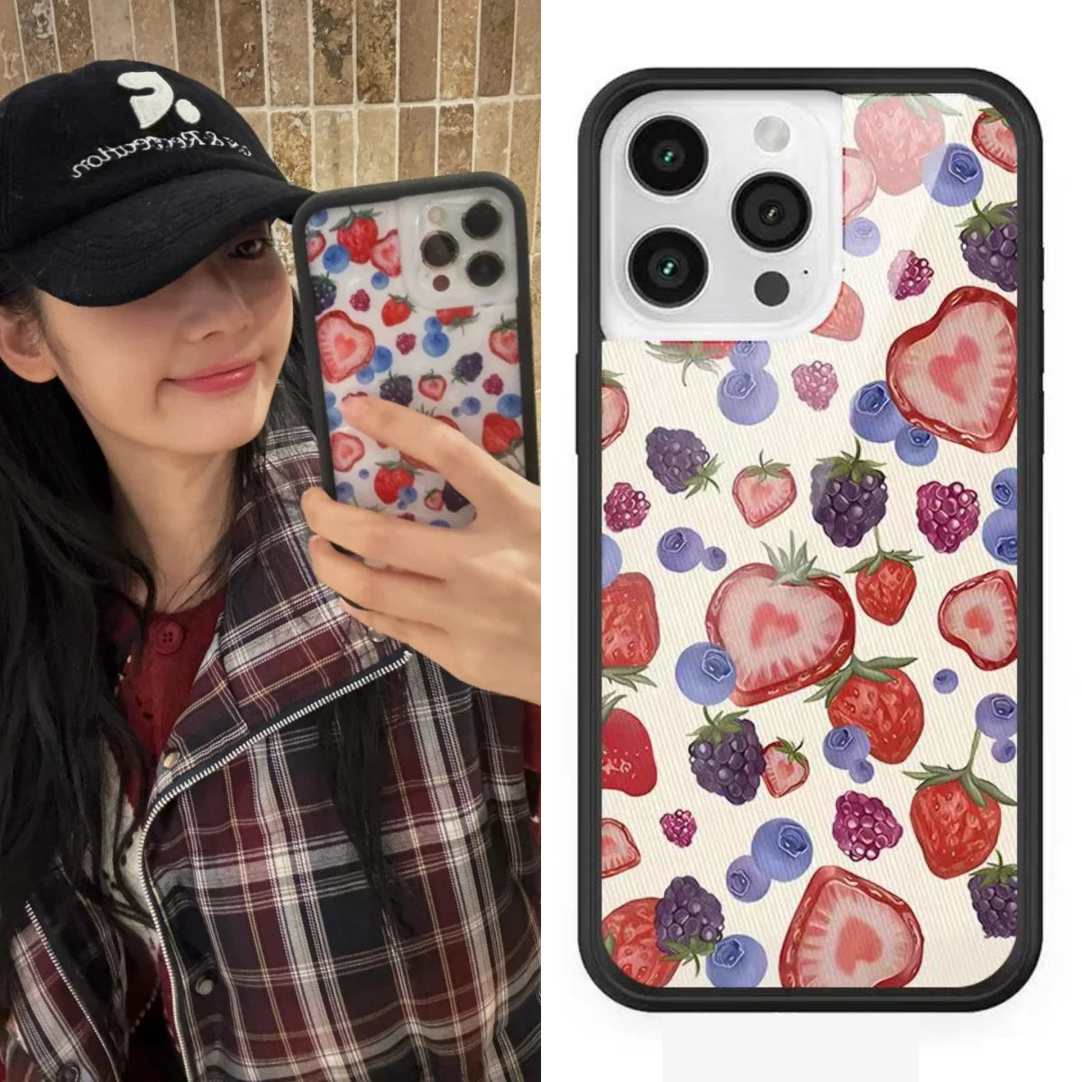 Wildflower 3D Ins Strawberry cherry Phone Case for iPhone 15 14 13 Pro Max 13pro 14pro 15pro WF Cute Cartoon Cover Funda