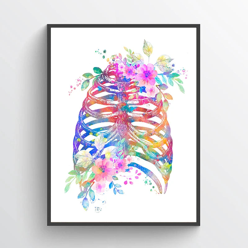 Anatomy Medical Poster Flower Organ Wall Art Canvas Painting Anthropology Educational Picture for Laboratory Doctor's Room Decor