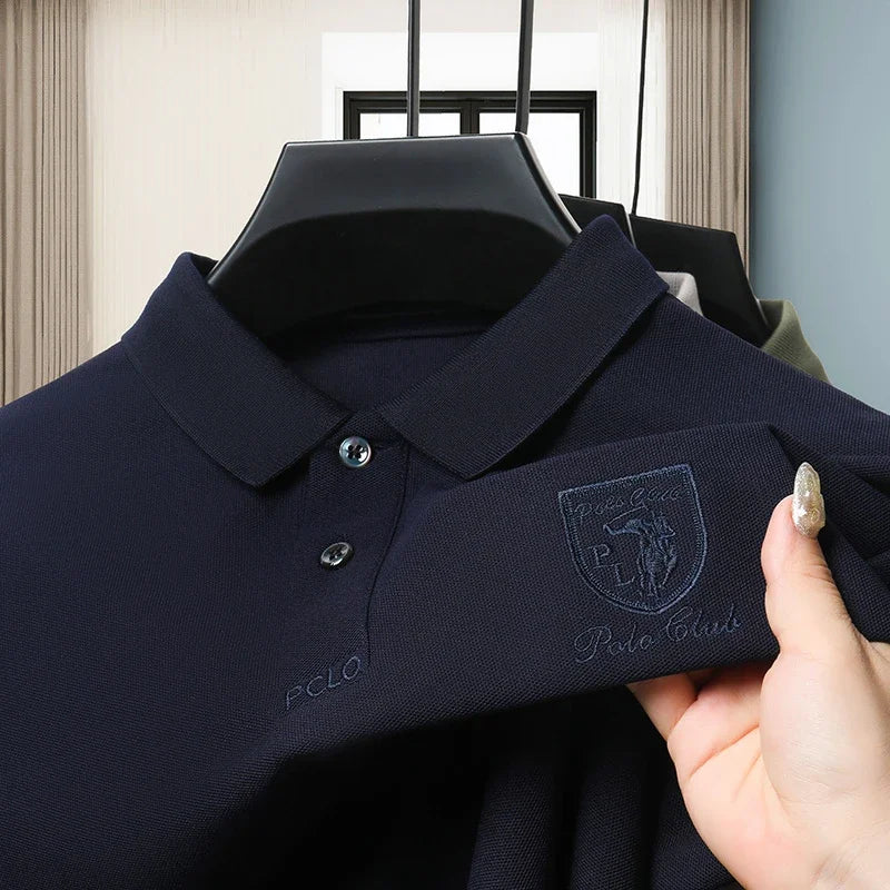 2024 Men's New Embroidered Cotton Business Leisure Short Sleeved POLO Shirt Fashion Short Sleeved Comfortable and Breathable Top