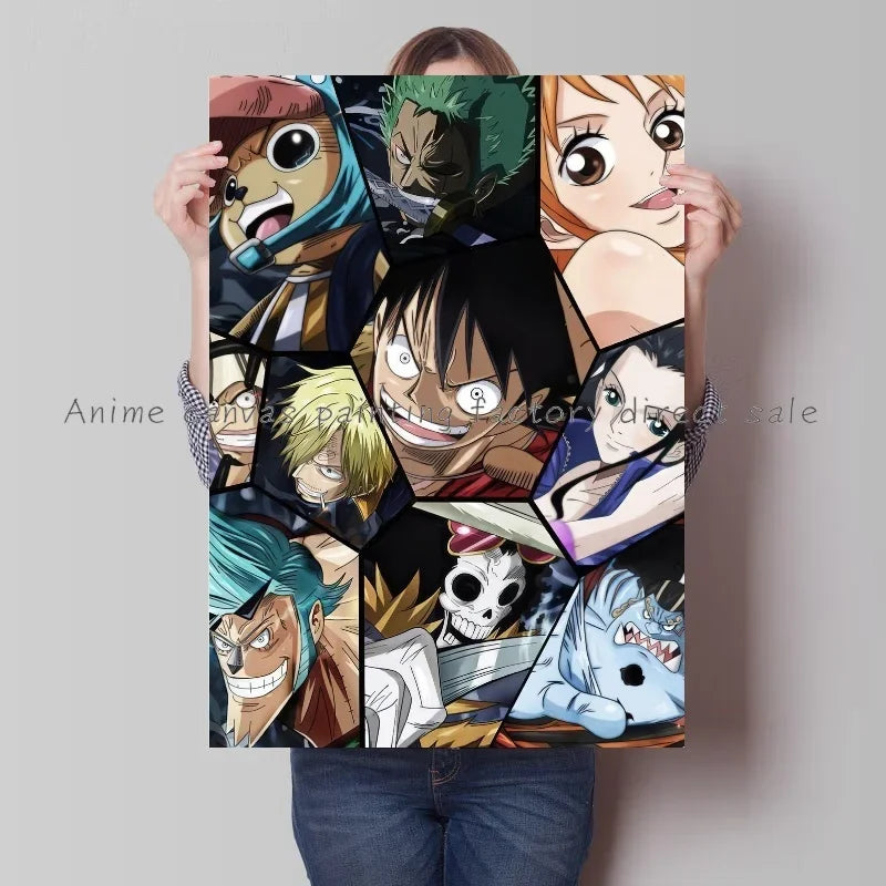 Japan Bandai Retro Anime Surrounding One Piece Luffy Art Canvas Painting Posters Print Mural Home Wall Aesthetic Room Decor