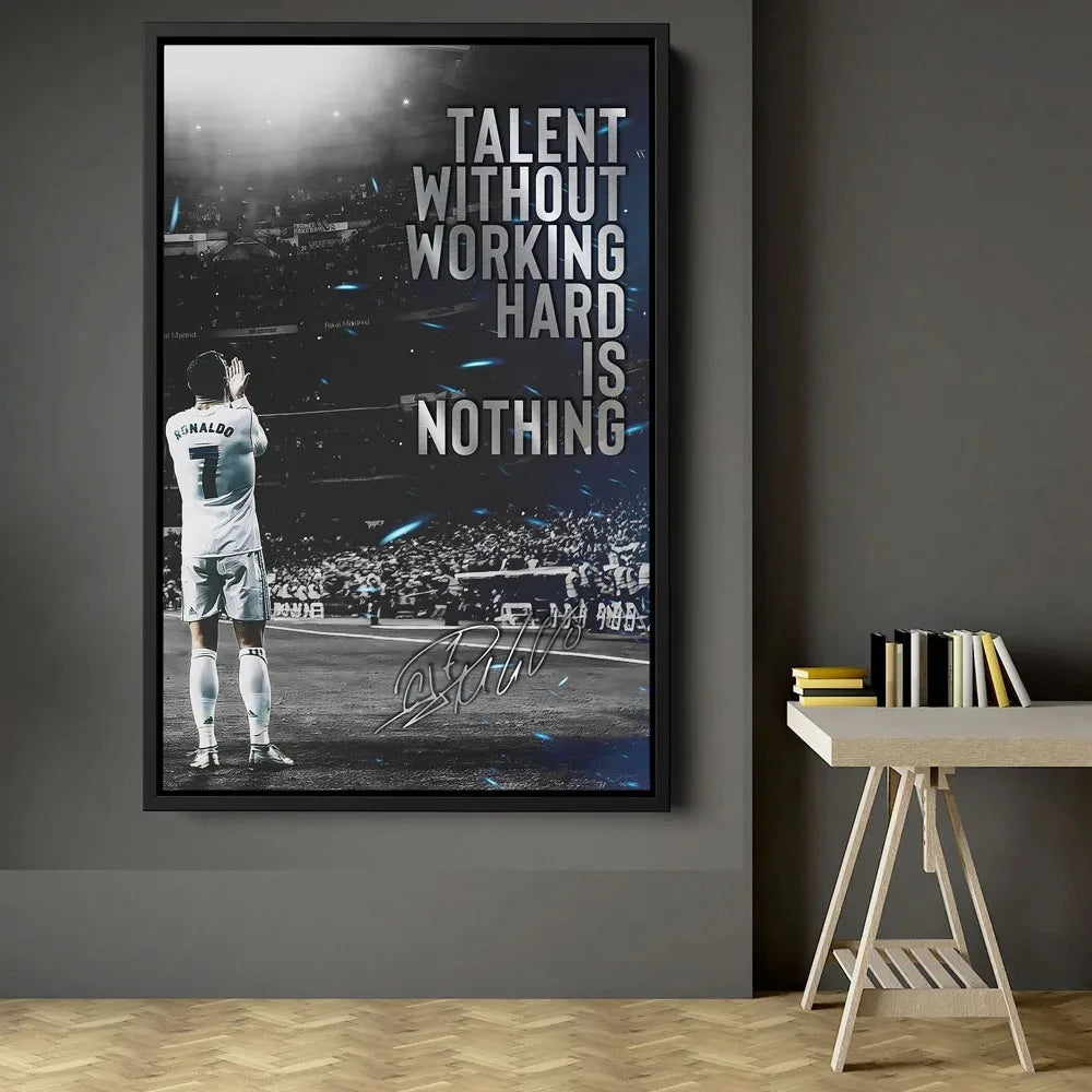 Portugal Super Football Star C-CR7 Poster Prints Motivational Quotes Canvas Painting Soccer Fans Room Decor No Frame