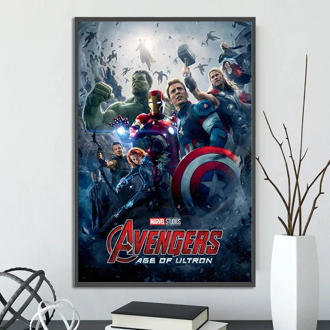 I-Iron Man M-Marvel Movie Poster Self-adhesive Wallpaper Figures Home Decoration Painting Wall T-Thor Art Bedroom Cartoons Decor