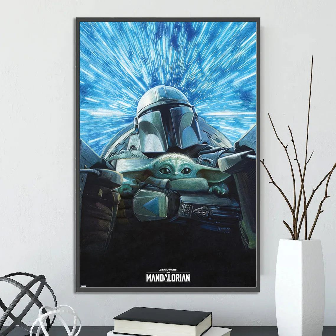Star Wars Mandalorian Self-adhesive Poster Figures Home Decoration Painting Wall Art Computer Room Decor Kid Gift Yoda Wallpaper
