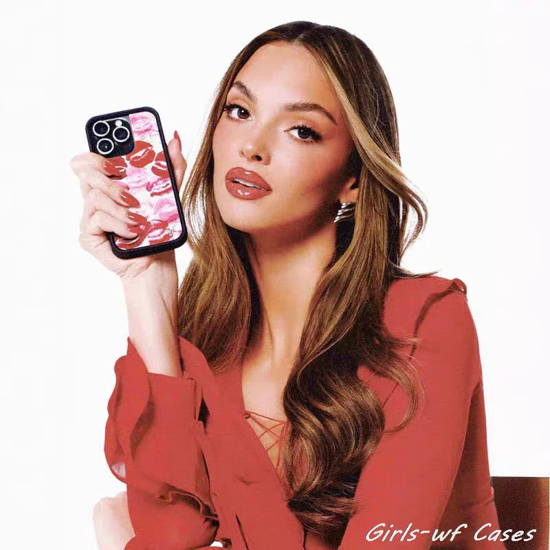Wildflower Kensington Girls Phone Case for iPhone 12 13 14 15 16 Pro Max Plus 16Pro wf Romantic kiss mark Lipstick Lips Cover