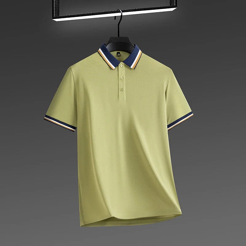 2025 New Men's Business Casual Short Sleeved Shirt Solid Color Polo Shirt Fashionable Breathable Comfortable Versatile Top