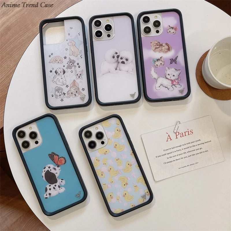 Wildflower 3D WF Metal Logo Phone Case for iPhone 16 15 14 13 12 Pro Max Plus 14pro 16pro Animal Butterfly Horse Fox Cover Funda