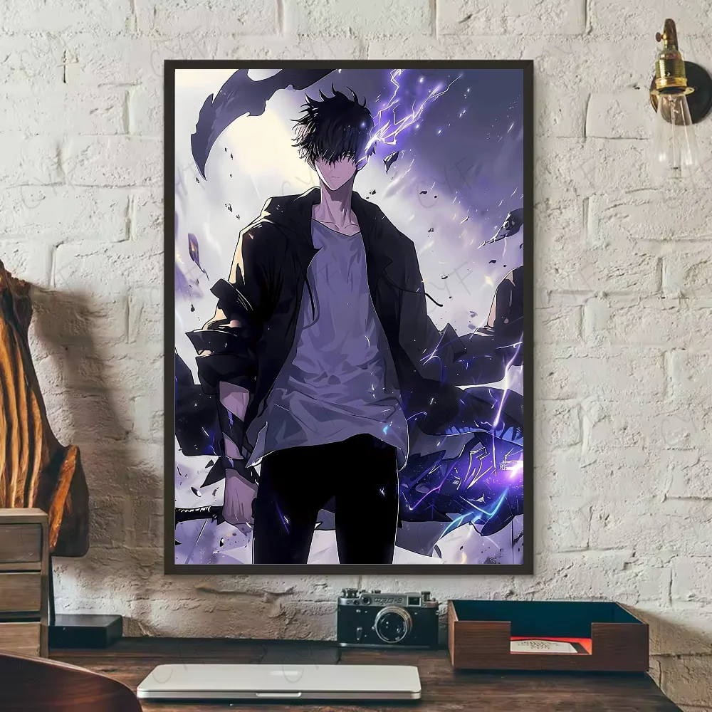 S-Solo Leveling Anime Poster HD art sticky wall waterproof home living room bedroom bar aesthetic decoration