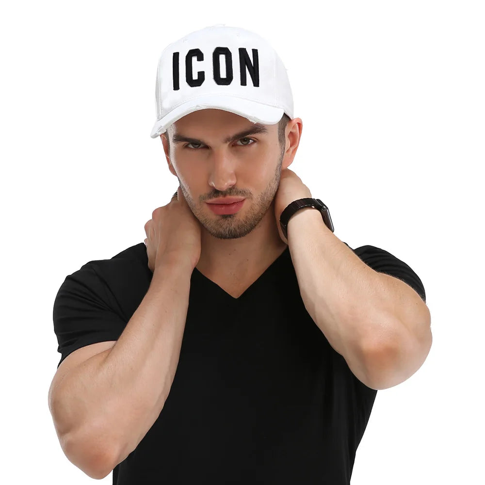 DSQICOND2 Brand 100% Cotton Baseball Caps ICON Letters High Quality Cap Men Women Customer Design Hat Black Cap Dad Hats