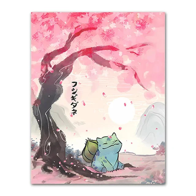 Pokemon Peripherals Posters Pikachu Rayquaza Gyarados Charizard Anime Action Figures Canvas Painting Wall Decoration Poster Toys