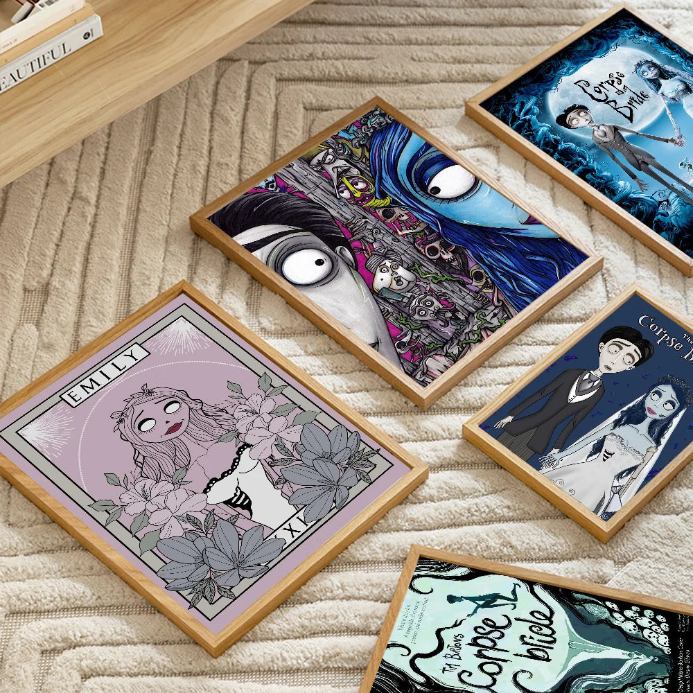 C-Corpse Bride Cartoon Movie Sticky Posters Retro Kraft Paper Sticker DIY Room Bar Cafe Aesthetic Art Wall Painting