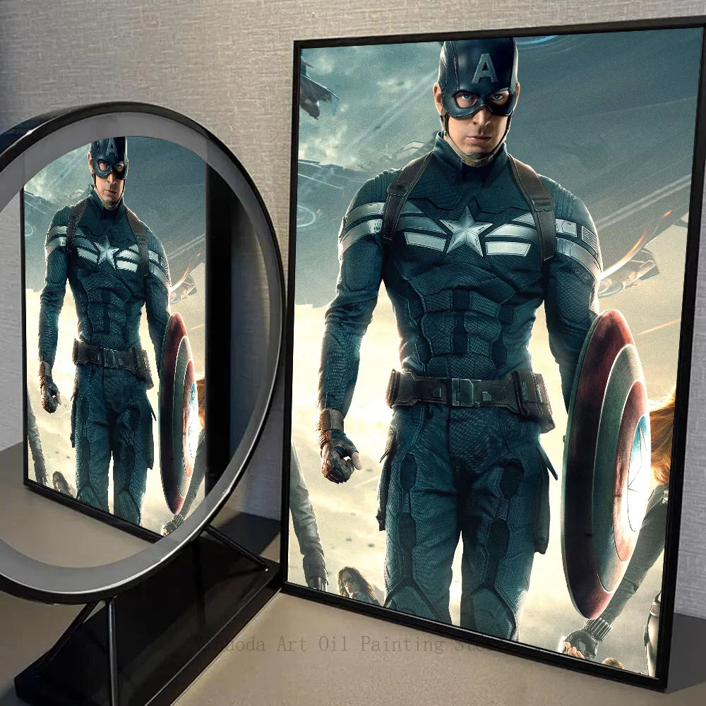 1PC C-Captain America Poster Self-adhesive Art Waterproof Paper Sticker Coffee House Bar Room Wall Decor