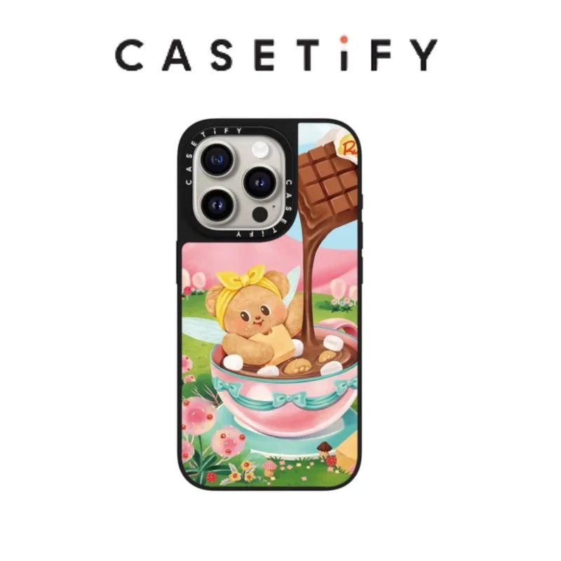 For CASETi's new butter teddy bear iPhone 16 Promax glossy Apple phone case 15/14/13 cute cartoon bear