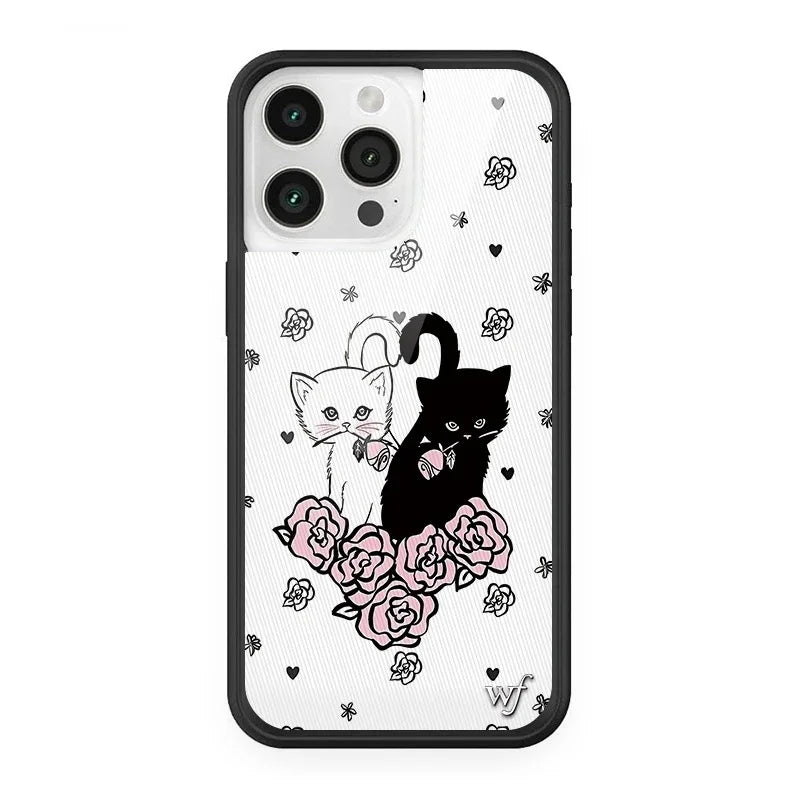 Wildflower Cartoon Cute Animal Cat Puppy Butterfly Horse Phone Case For iPhone 13 14 15 16 Pro Max WF Lovely Dancing Bear Cover