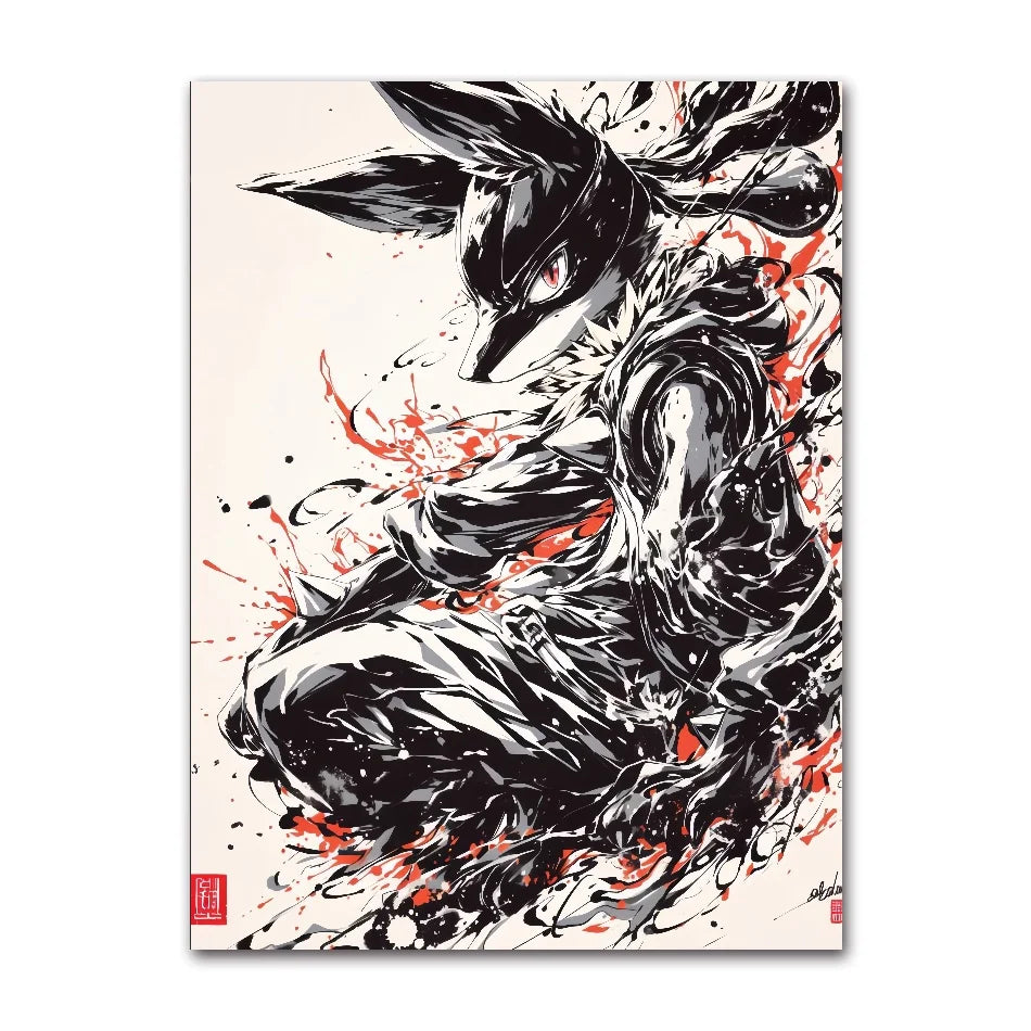 Anime Figures Pokemon Ink Painting Painting Canvas Painting Posters and Prints Wall Art Picture for Living Room Children Gift