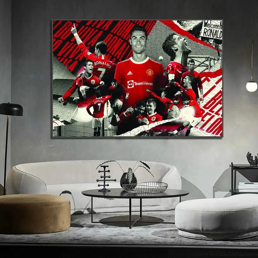 Portugal Super Football Star C-CR7 Poster Prints Motivational Quotes Canvas Painting Soccer Fans Room Decor No Frame