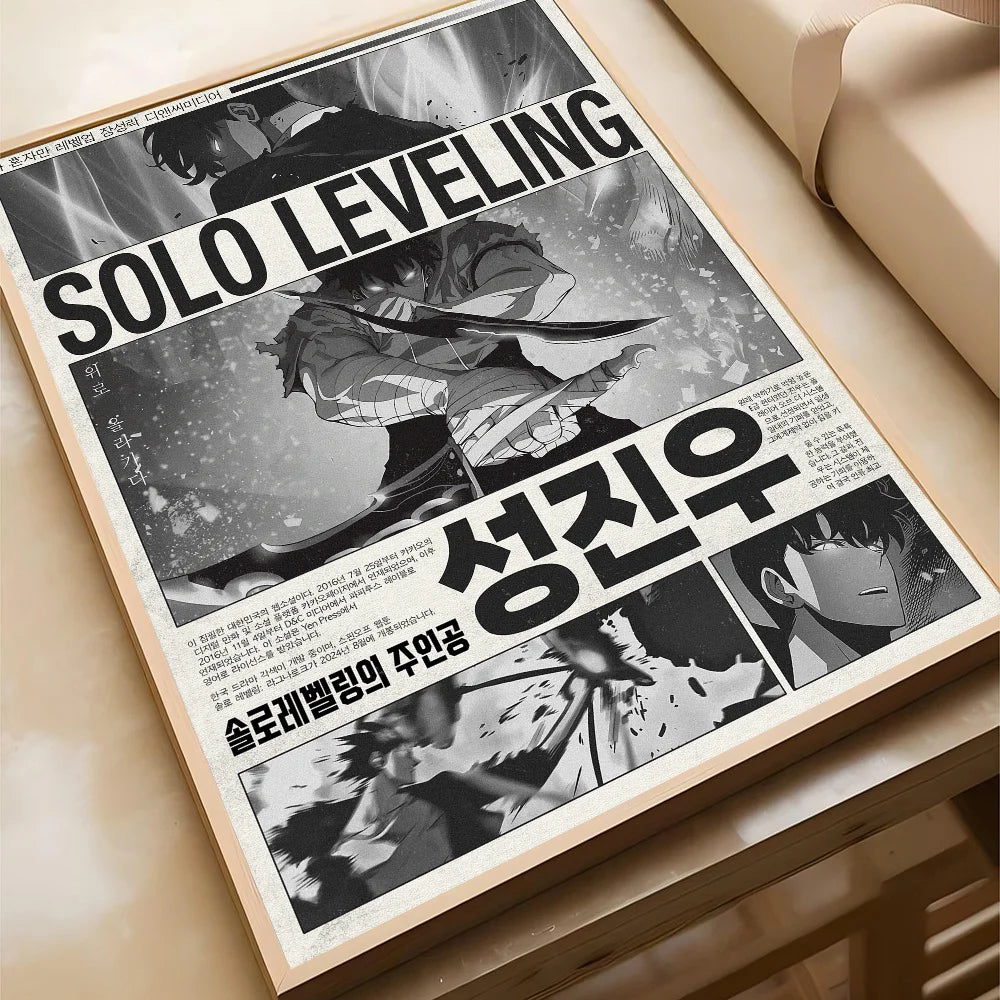 1pc S-Solo L-Leveling Poster Self-adhesive Art Waterproof Paper Sticker Coffee House Bar Room Wall Decor