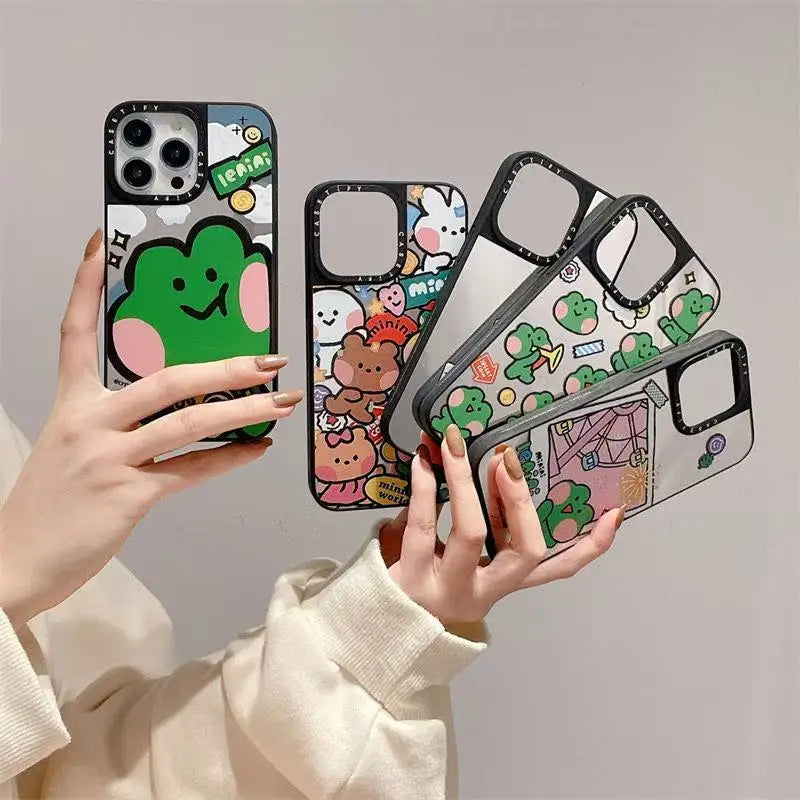 Garden Big Frog Mirror Apple 16 Pro Max Cartoon Phone Case