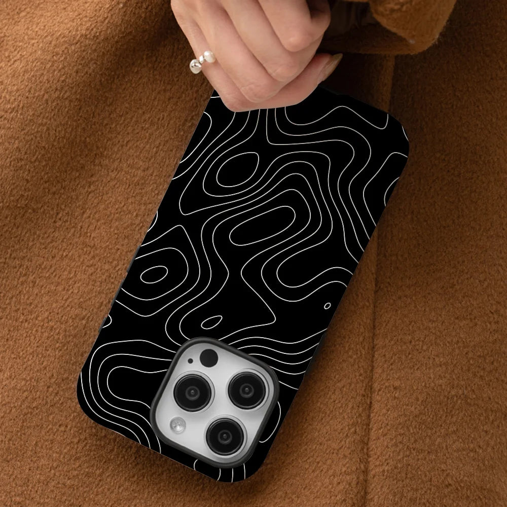 Black and white lines Phone Case Phone Case Film shell For iPhone 16 15 14 13 12 11 Pro Max Plus