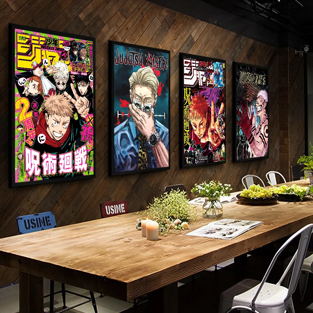 Jujutsu Kaisen Anime Anime Posters Sticky HD Quality Wall Art Retro Posters for Home Kawaii Room Decor