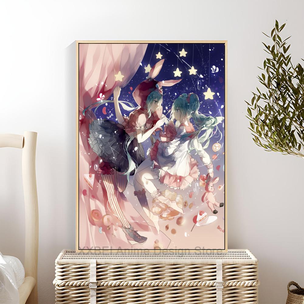 Virtual Idol H-Hatsunes M-MikU Poster Modern Art Mural Indoor Wall Sticker Bedroom Bedside Display Decorative Painting