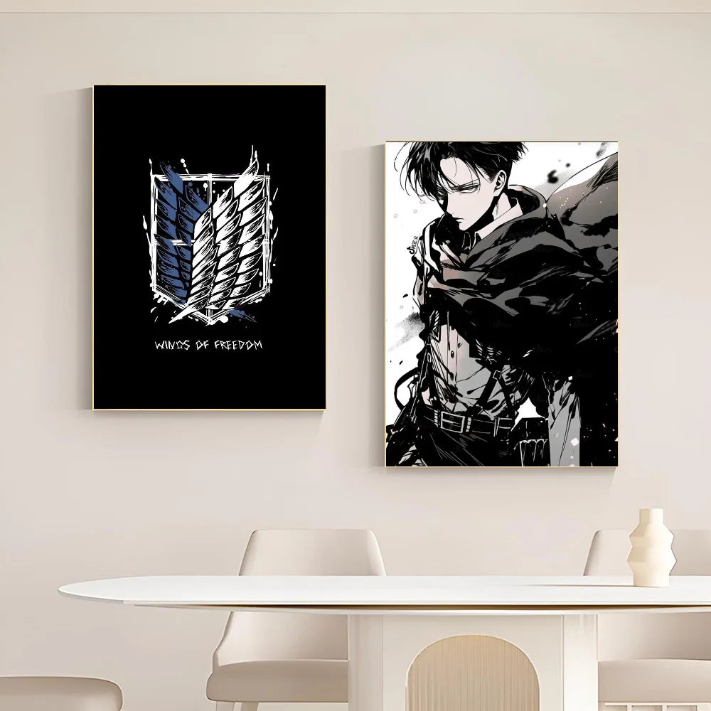 1PC Attack On Titan Poster Self-adhesive Art Waterproof Paper Sticker Coffee House Bar Room Wall Decor
