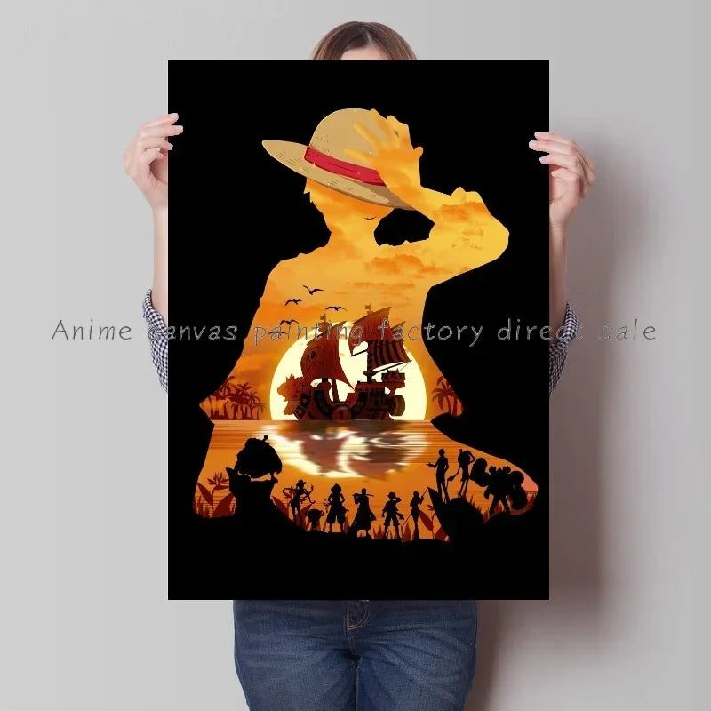 Japan Bandai Retro Anime Surrounding One Piece Luffy Art Canvas Painting Posters Print Mural Home Wall Aesthetic Room Decor