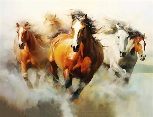 Horse Wall Art Posters Horse Running Canvas Art Print Painting Beautiful Horses Pictures for Modern Home Living Room Decoration