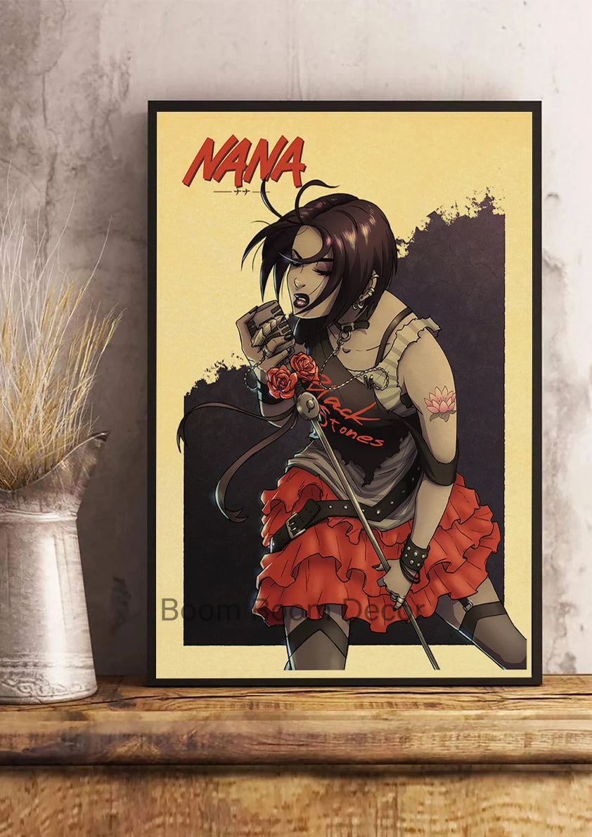 Hot Anime Posters NANA Retro Kraft Paper Sticker Poste 2021 Arrivals Bar Cafe Decor Nostalgia Gift Funny Prints Wall Paintings