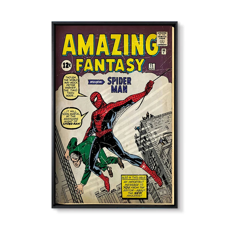 Marvel Super Hero Decorative Painting Anime Spider Man Art Poster Retro American Film Mural Home Childrens Room Wall Decor Print