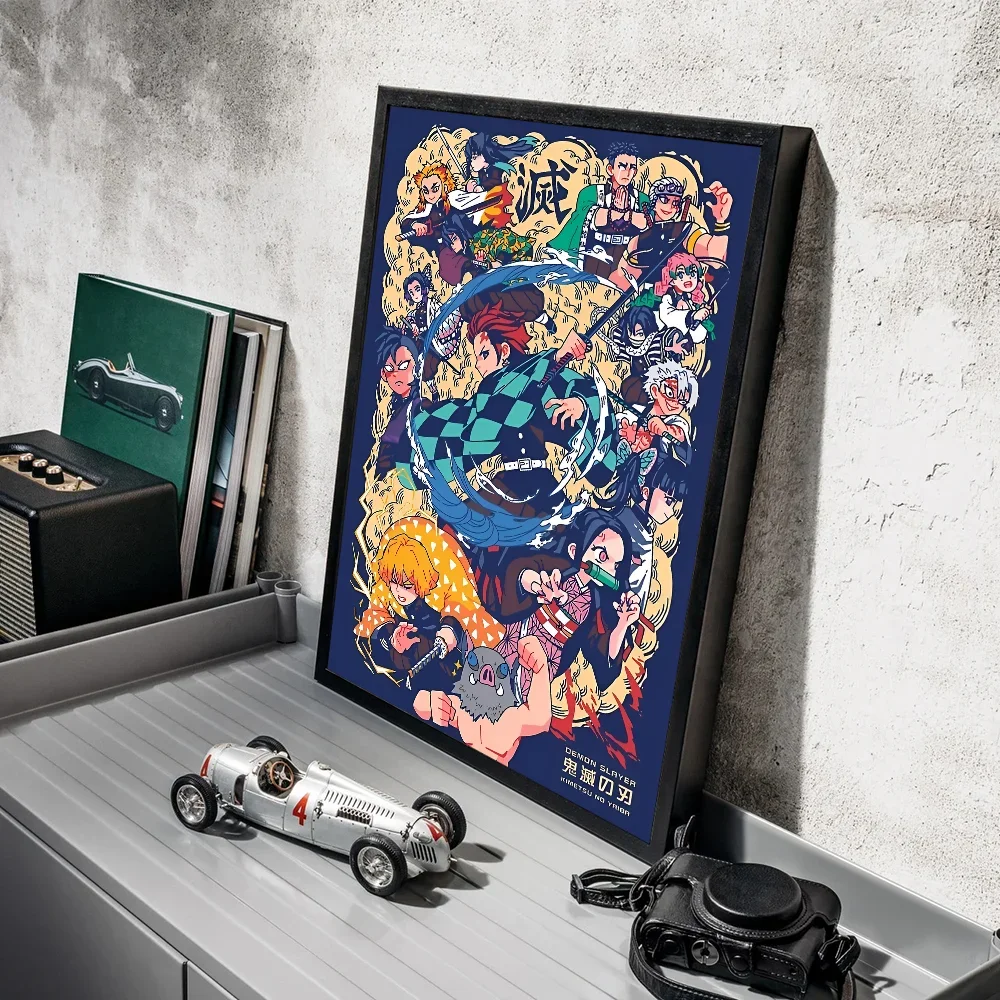 Anime Demon Slayer Canvas Poster Tanjirou Nezuko Kyoujurou Home Wall Art Painting Prints Pictures Kids Bedroom Decor Mural Gifts