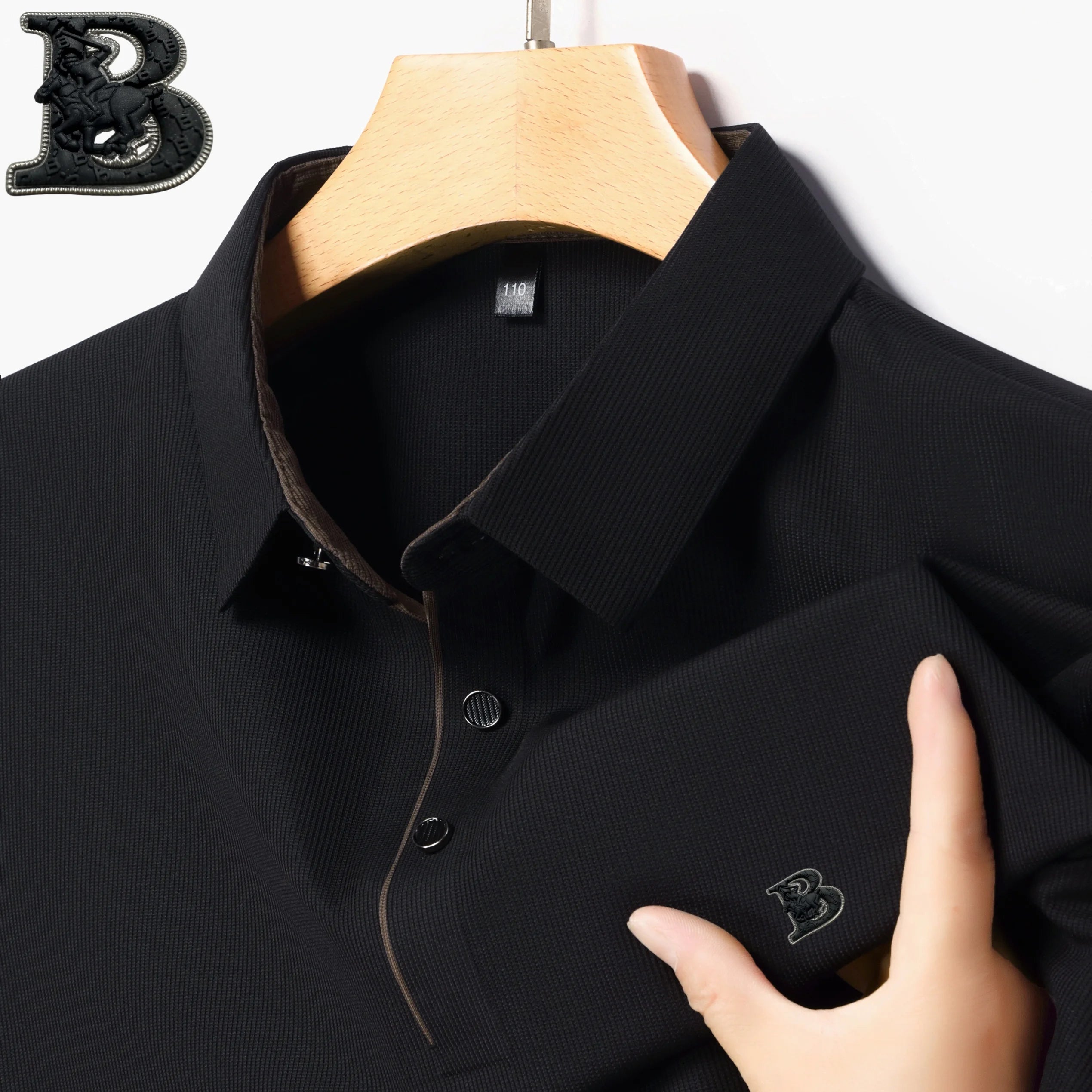 New Summer Men's Elastic Breathable Short Sleeve Designer Luxury Embossed Polo Shirt Fashionable Slimming Business Casual Tshirt